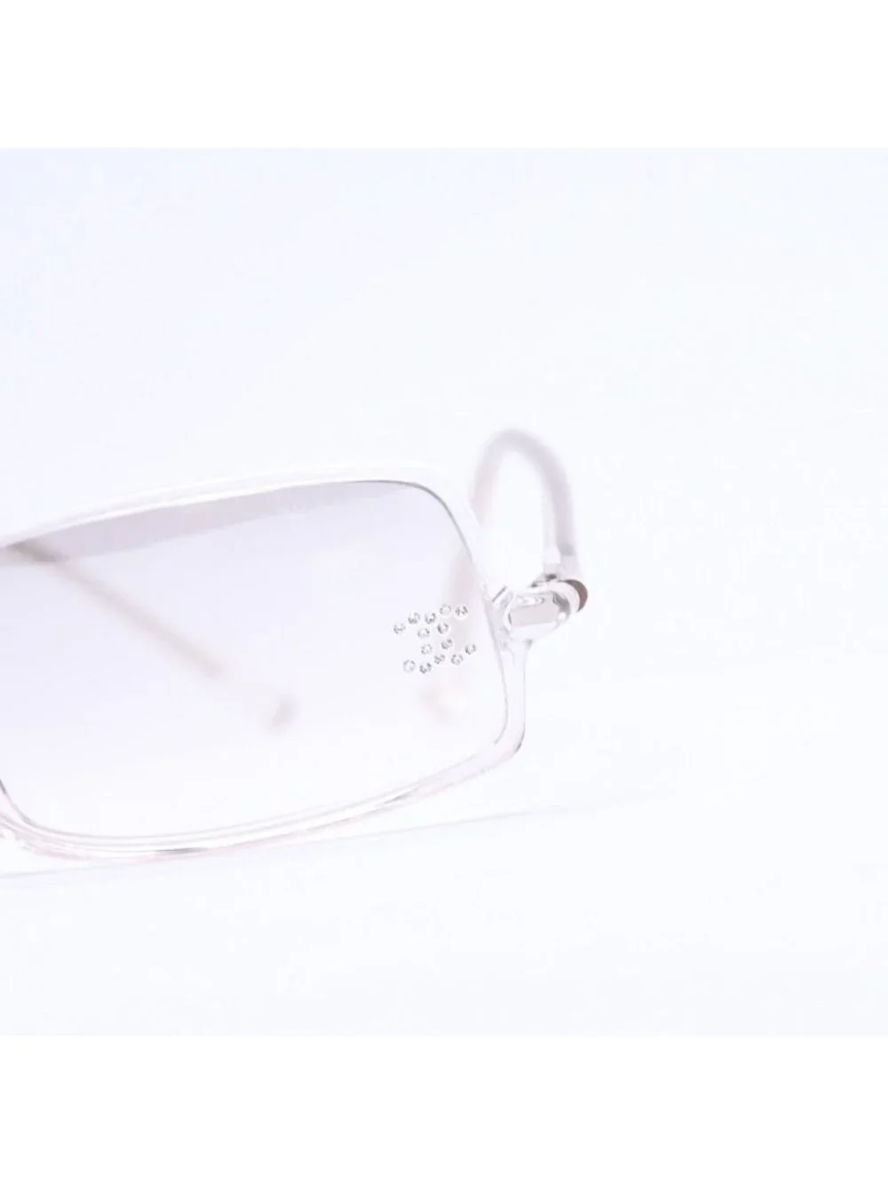 Chanel Sunglasses Eyewear CC Logo Rhinestone Clear Gray